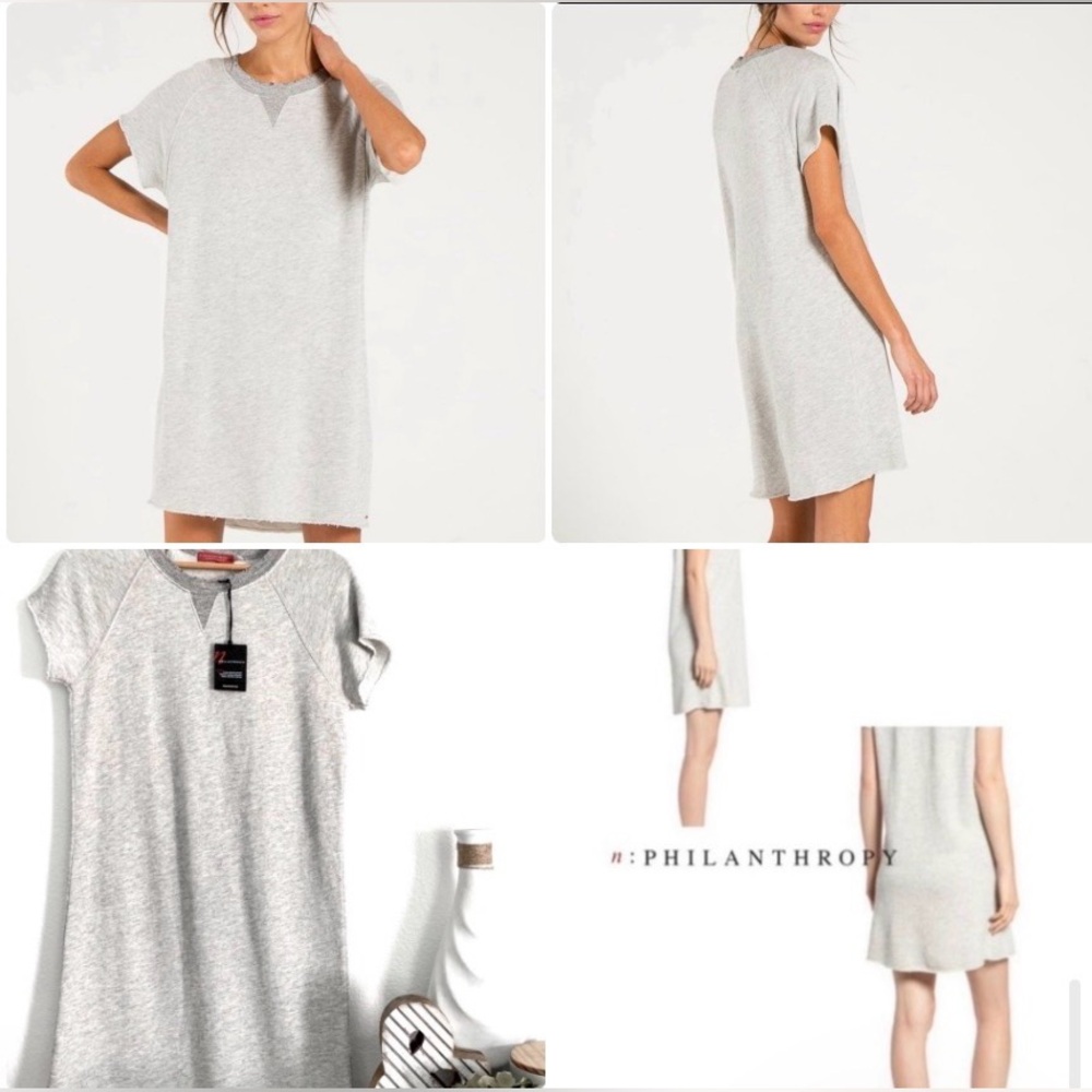 NWT N:Philanthropy CalaLilly Gray Mini Sleeve Sweatshirt  Dress Size Small